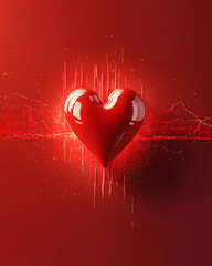 health awareness banner with bold red heart icon and chest pain signs