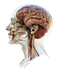 brain damage section showing stroke area 3d transparent style