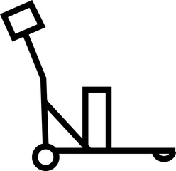 silhouette of hand Pallet Jack Vector Icon, Premium download icons of luggage cart Logistics Delivery, Minimalist template design elements, Jack Stacked With Boxes Thin Line art, for mobile app