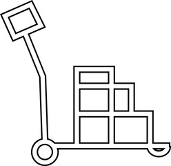 silhouette of hand Pallet Jack Vector Icon, Premium download icons of luggage cart Logistics Delivery, Minimalist template design elements, Jack Stacked With Boxes Thin Line art, for mobile app