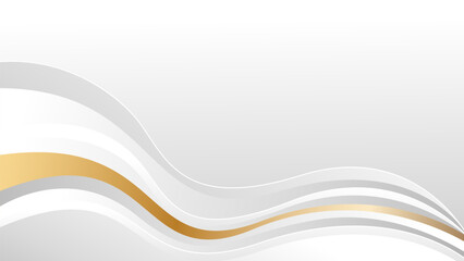 Elegant white and gray luxury wave background with gold accents. Abstract modern wallpaper for websites, cards, sale templates, business ads, awards, events and more