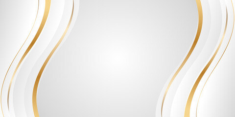 Elegant white and gray luxury wave background with gold accents. Abstract modern wallpaper for websites, cards, sale templates, business ads, awards, events and more