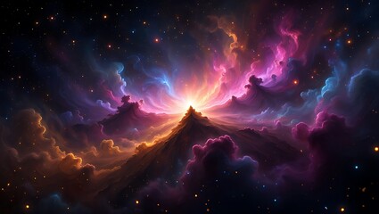 Cosmic Mountain A Breathtaking Nebula Landscape