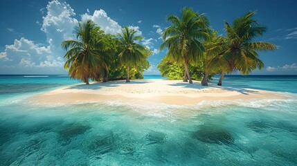 Serene Tropical Beach with Palm Trees