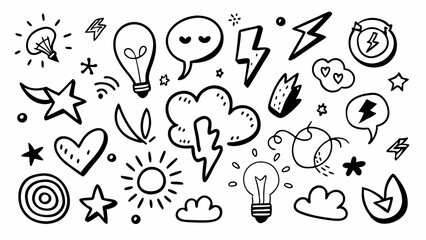 Hand-Drawn Doodle Elements Vector Set – Fun Sketch Icons for Creative Design