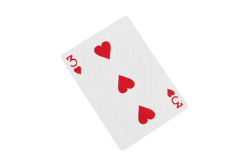 Three of Hearts Playing Card on Green Poker Table – Casino Theme