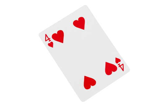 Four of Hearts Playing Card on Green Poker Table