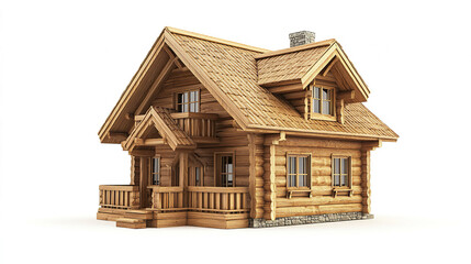 charming wooden house with rustic design, featuring sloped roof and large windows