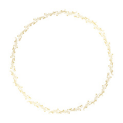 Elegant Gold Circle with Floral Design. Gold circle frame.