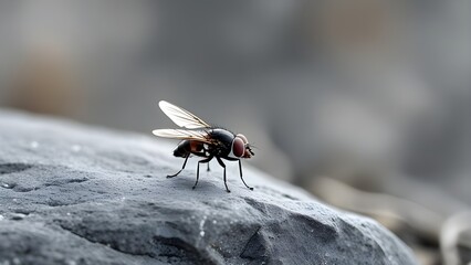 Fly Resting on a Natural Rock