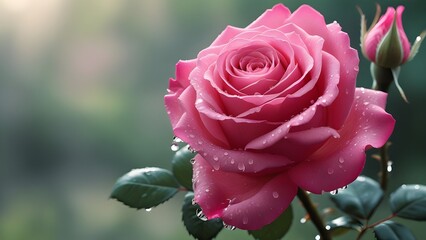 Vibrant Pink Rose in Full Bloom