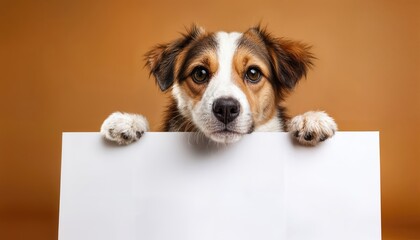Playful Pup with White Signage Adorable Canine Grinning Wide, Striking a Fun Pose Against a Clean Backdrop Ideal for Digital Art, Home Decor, or Inspiring Whimsical Designs