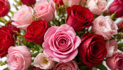 Title: Bouquet of Roses in Various Shades, Elegant Floral Arrangement