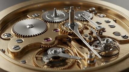 Close-up of intricate watch mechanism showcasing gears and jewels
