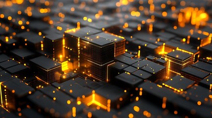 Luminous interconnections: A vibrant network of digital architecture in dark space