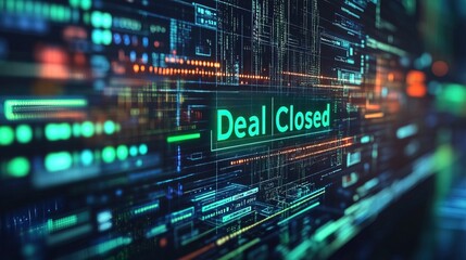 Obraz premium Futuristic Abstract Digital Deal Closed Display Screen Data Visualization Concept