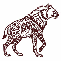 Obraz premium Ornate Hyena Illustration with Tribal Pattern Design in Brown Color