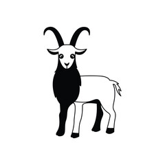 Minimalist Goat Logo Vector, Black and White Mountain Goat.