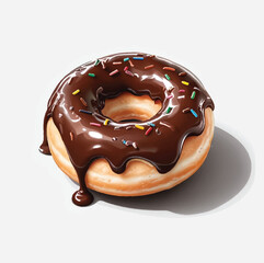 Chocolate Glazed Donut with Colorful Sprinkles - Tasty Sweet Treat