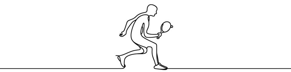 Table tennis player icon. Continuous one line drawing of table tennis player with racket. Vector illustration.