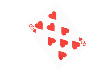 Fototapeta na wymiar Eight of Hearts Playing Card on Green Surface