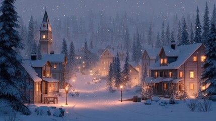 Winter Village Snowfall: A Cozy Christmas Eve