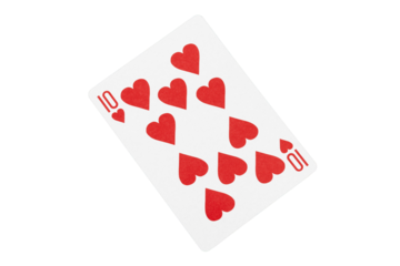 Ten of Hearts Playing Card on Green Surface