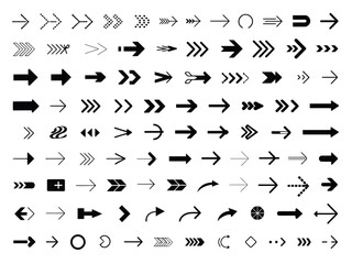 Naklejka premium Arrows Collection Set Black Vector Shapes Various Arrow Styles on Transparent Background