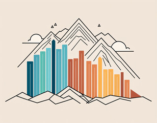 Business growth chart blended with a mountain