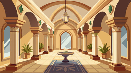Obraz premium interior of church Elegant Arched Hallway Interior Illustration with Classical Design