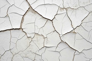 Close Up of Cracked White Paint Texture on a Wall on white background 