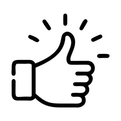 Vector thumbs up symbol glowing line art for positive feedback designs