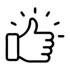 Vector thumbs up symbol glowing line art for positive feedback designs