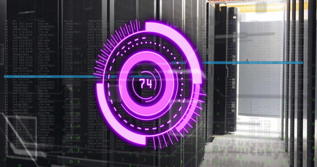 Image of scope scanning with numbers and binary coding processing over computer servers