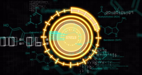 Image of yellow circle with data on black background