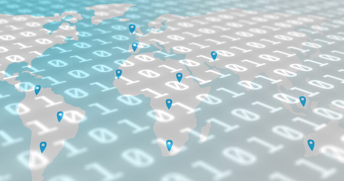 Image of data processing over world map