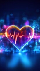 Illuminating Heartbeat A Glowing Vector Pulse Blurring Elements of Medical Technology and Love