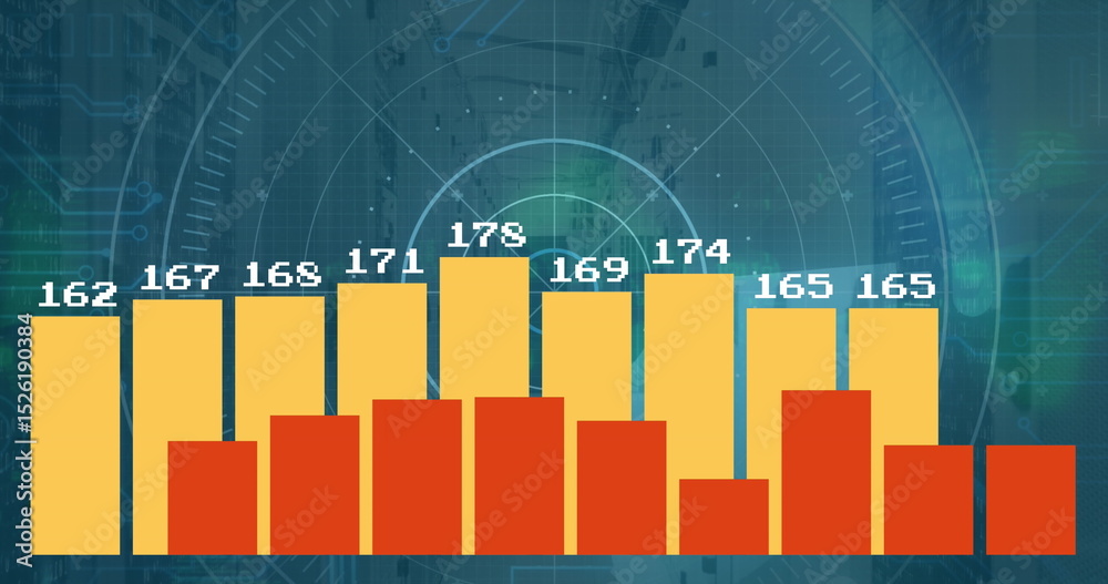 Poster image of scope scanning, numbers and statistics over computer servers