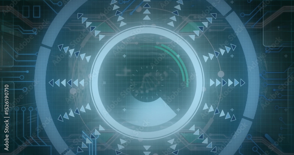 Poster image of scope scanning over data processing on black background