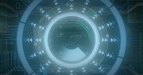 Obraz premium Image of scope scanning over data processing on black background