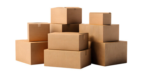 Obraz premium Stacked corrugated packages on a solid backdrop