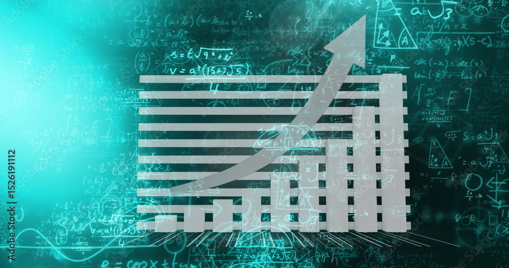 Poster image of data processing with mathematical equations on black background