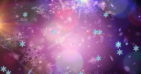 Image of light spots over snow falling