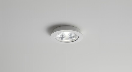 Modern white circular recessed LED downlight fixture installed in a smooth white ceiling, providing bright, energy-efficient illumination for contemporary interior design.