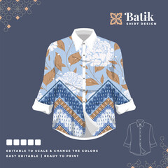 beautiful batik shirt template design 96