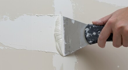 Hand Applying Spackling Paste on Wall for Home Renovation Project
