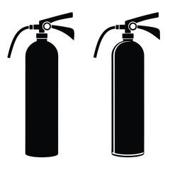 Obraz premium Black Silhouette of Two Fire Extinguishers