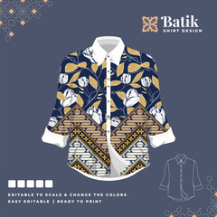 beautiful batik shirt template design 88