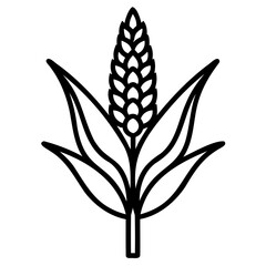 Sorghum silhouette outline vector icon with transparent background perfect for farming agriculture and natural food labels