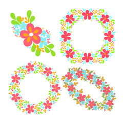 set flower wreath spring borders 
